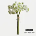 Artificial white and green ranunculus wedding bouquet, height 26cm, lifelike petals - Height approx 26cm / White Green
