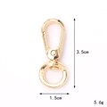 Detail of 3.5cm gold lobster clasp with 1.5cm rotating ring and dimensions label - 35mm Beveled Round Tail Plate Buckle / Gold