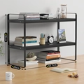 Minimalist black double-tier iron desk organizer with 50.7cm length for kitchen storage - 50cm Integrated 2-Tier Black Frame + Black Board