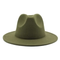Detail of army green felt fedora hat featuring classic wide brim and textured wool finish - M (56-58cm) / Army Green