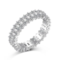 Eternity ring in S925 sterling silver with triple row rectangle and round cubic zirconia - Multi-Layer Baguette Eternity Style (DY120743-S-W-WH)
