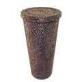 Large capacity straw cup with iridescent AB rhinestones and matching studded lid - 401-500ml / AB Chocolate