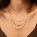Three-layer 18K gold plated stainless steel snake chain necklace for women jewelry - Gold 3 Layer Snake Chain Necklace