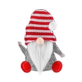 Porte-couverts gnome avec bonnet rayé rouge et blanc et longue barbe blanche décorative - Gnome à Rayures Style C