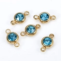 Light blue faceted crystal charm connector in gold finish for DIY jewelry making - 10pcs/Pack / Sky Blue
