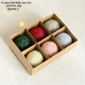 Set of 6 handmade wool felt Christmas balls with gold snowflake embroidery in a kraft box - Style C 6Pcs Mixed Color Snowflakes