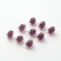 Close-up of ten purple resin grape charms with gold hanging loops for DIY jewelry making - Small Transparent Purple Grape / 19*11mm
