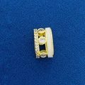 Multi-layer gold jewelry charm with white enamel band and sparkling micro-pave crystals - Multi-layer Enamel Diamond Combination Style (712)