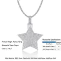 S925 sterling silver five-pointed star iced out pendant with moissanite on tennis chain - Iced Star Moissanite