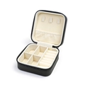 Portable black jewelry box with cream velvet lining and organized compartments - Single Layer-Black