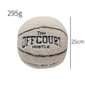 Cojín de peluche de baloncesto sherpa blanco con bordado negro 25cm 295g - Pelota Marrón