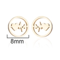 Golden 8mm heartbeat and heart shaped stud earrings in minimalist geometric design - 186-Heartbeat / Gold