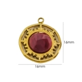 Ciondolo vintage francese 16mm in acciaio dorato con pietra naturale rosso scuro - Rodonite