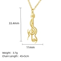 Gouden muziek gitaar en noot hanger ketting met verstelbare kettinglengte detail - Gitaar Noot Combo (LN1914 Goud)