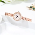 Reloj de cuarzo minimalista para mujer en oro rosa con elegante esfera rosa redonda - Caja de Oro Rosa Esfera Rosa
