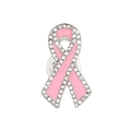 Eleganter rosa Schleifen-Pin mit Kristallen und silberfarbenem Legierung-Finish - Rosa Emaille Stil (N-251)