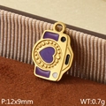 Golden camera pendant with purple enamel detail and 12x9mm size specification - Purple Camera Style (KLJ9496-ZLA)