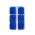 Deep blue multi-size bubble caviar beads for nail art in a transparent 6-grid box - 004-Dark Blue Iridescent Style
