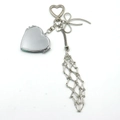 Llavero de espejo de corazón plateado pulido con borla de malla y lazo elegante - Aleación de zinc / Estilo Corazón (con Espejo)