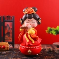 Tang Dynasty lady figurine in red and yellow hanfu playing a flute on a drum base - -35 Playing The Flute* Large / Ancient Style Ornament Series