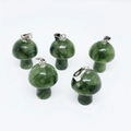 Miniature green natural stone mushroom pendants with silver rings for jewelry DIY - Southern Jade