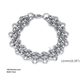 Detailed macro view of 13mm wide stainless steel chunky chain bracelet with lobster clasp - 20cm / Style 8-13mm Multi-Link Braided Chain