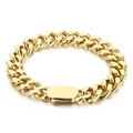 Minimalist golden Cuban link chain bracelet made of polished titanium steel for men and women - Gold Color Cuban Bracelet (KB164547-Z) / 11mm Width 21cm Length