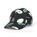 Black baseball cap featuring an all-over avocado print and Avocado text embroidery - Black Avocado Letter Style (46#)