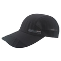 Black lightweight quick-dry sports cap with breathable mesh panels for outdoor running - Black