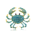 Spilla a forma di granchio con strass blu scintillanti su base in metallo dorato - Blu