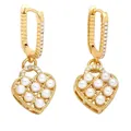 Elegante gouden hartvormige oorbellen met parels en fonkelende zirkoon op witte basis - Hart Parel Stijl (Stijl B) / 18K goud