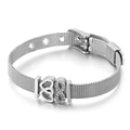 Silver stainless steel mesh bracelet with 18 and heart charms plus shiny rhinestones - Number 18 & Linked Hearts (KB116001-K)