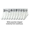Lot de 10 paires de chaussettes blanches avec divers motifs graffiti noirs - Taille Unique(37-46) / Série D4-Mélange Blanc