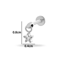 Stud de labret en titane G23 argenté avec pendentif étoile serti de zircon cubique - Style Pendentif Étoile (T2513-1#) / Argenté