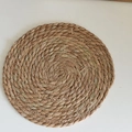Round woven cotton linen placemat in natural light brown for heat resistant kitchen use - Round 25cm / Natural Straw Color