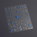 Gothik Blau Schmetterling und Silber Stern Mond 3D geprägte Nagelaufkleber M-570 - Retro Blau Silber Schmetterling (M-570)