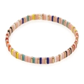 Bohemian multi-colored Tila bead stretch bracelet with rainbow tiles and gold spacers - Rainbow Patchwork Combination (TL-B190091F)