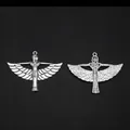 Silver metal Egyptian Isis Goddess pendant with detailed wing textures and dual-sided view - Angel / Antique Silver