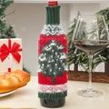 Christmas tree knitted wine bottle cover with red and green festive holiday pattern - Christmas Tree