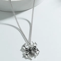 Gothic silver spider pendant necklace with detailed textured legs on a metal link chain - Steel Color (With Chain)