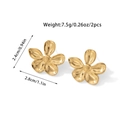 Detailed view of gold flower earrings with size dimensions 2.4cm and weight 7.5g - Small / Gold