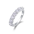 Elegant 925 sterling silver band ring featuring seven round sparkling moissanite gemstones - Adjustable Open / Moissanite Ring