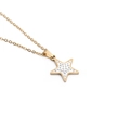 Collar minimalista de acero inoxidable dorado con colgante de estrella de mar y cristales - Colgante de Estrella de Circonita Dorada
