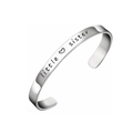 Bracelet jonc ajustable en acier inoxydable argenté avec gravure Little Sister - Petite sœur