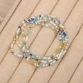 Handmade beaded bracelet with blue, white, and gold glass seed beads for women - Style 73-Blue White Gold Combo