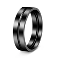 Polished black stainless steel ring with center groove detail for men and women - US 5 / Black Plain