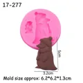 Roze siliconen pinguïn cakevorm met bruine chocolade pinguïn en sjaal detail - 2# Pinguïn (Roze)