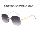 Gafas de sol cuadradas sin montura con patillas de metal dorado y lentes grises degradado - Montura Dorada Gris Degradado