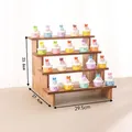 4-tier solid wood tiered display stand for figurines and eyewear 29.5cm wide - 4-Tier Ladder Stand / Walnut Color