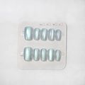 Handmade iridescent aurora press-on nails in medium-long trapezoid shape on display card - Aurora Glaze 031 (D128)